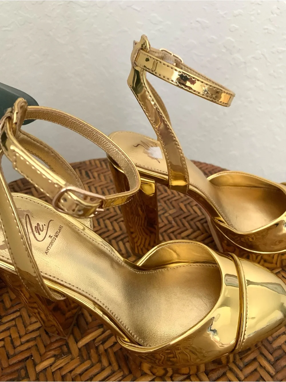 Antonio Melani and the Nat Note Pia Gold Mirror Metallic Platform Heel Pumps